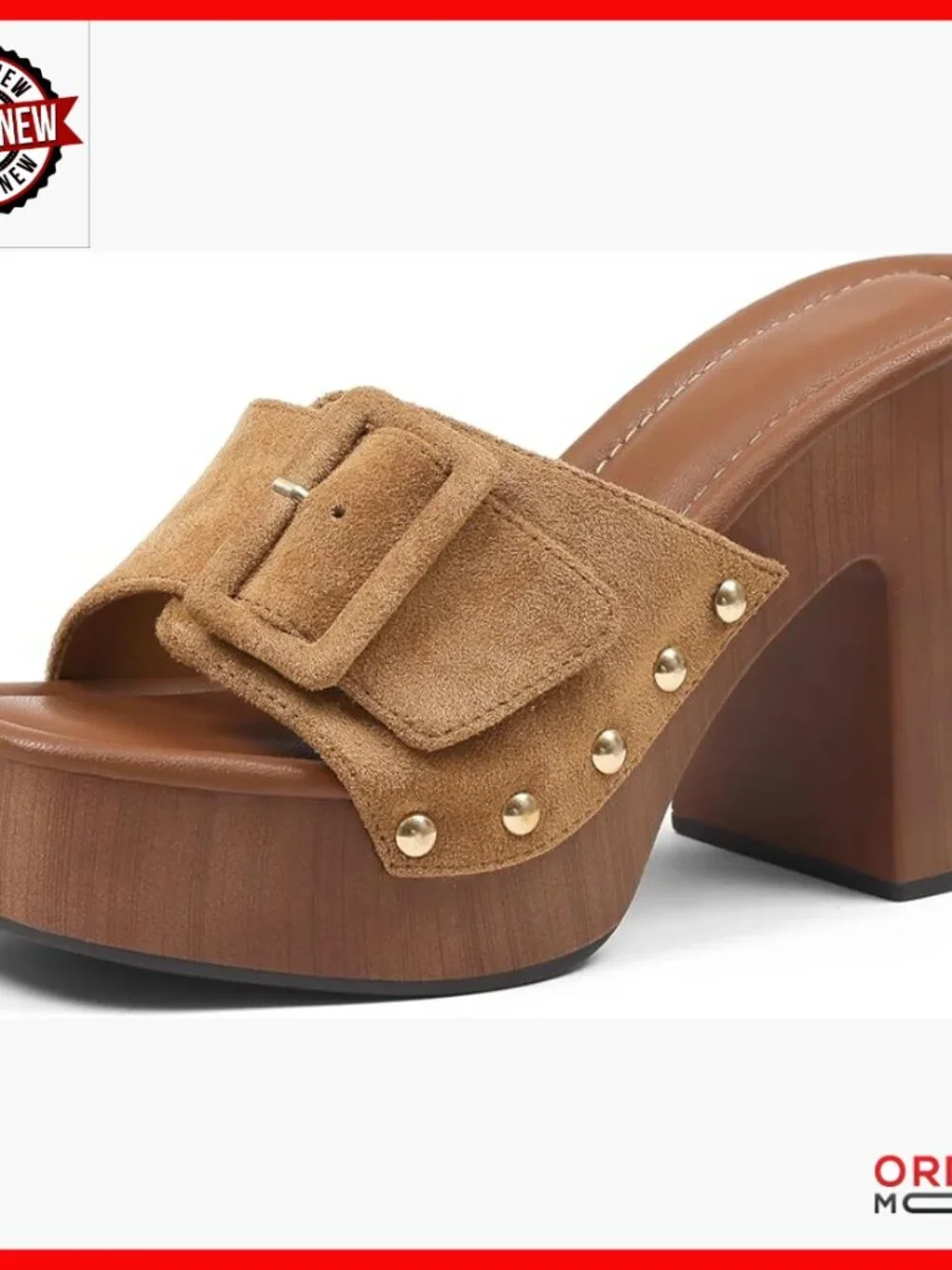 Platform Chunky Heel Sandals Slip On Mules 4.33 Inch Heel Party Shoes